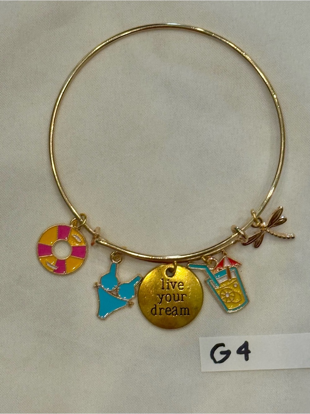 G4 Beach Summer Pool Charm Bangle Bracelet